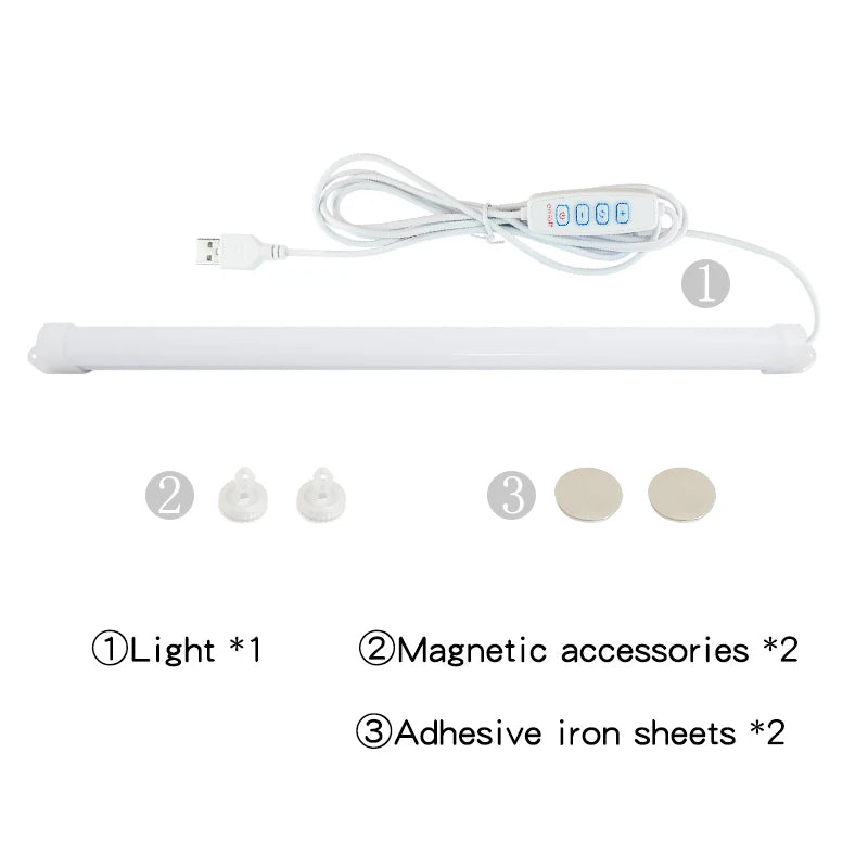 LED Under Cabinet Bar Light — USB Plug, Dimmable, 3 Color Temps, Magnetic Mount, Kitchen Bedroom