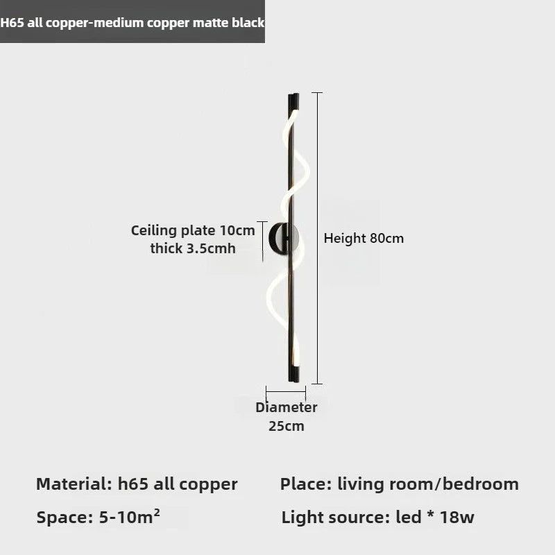 LED Wall Sconce — Italian Minimalist Bedside Lamp, Black Gold White, Living Room Corridor