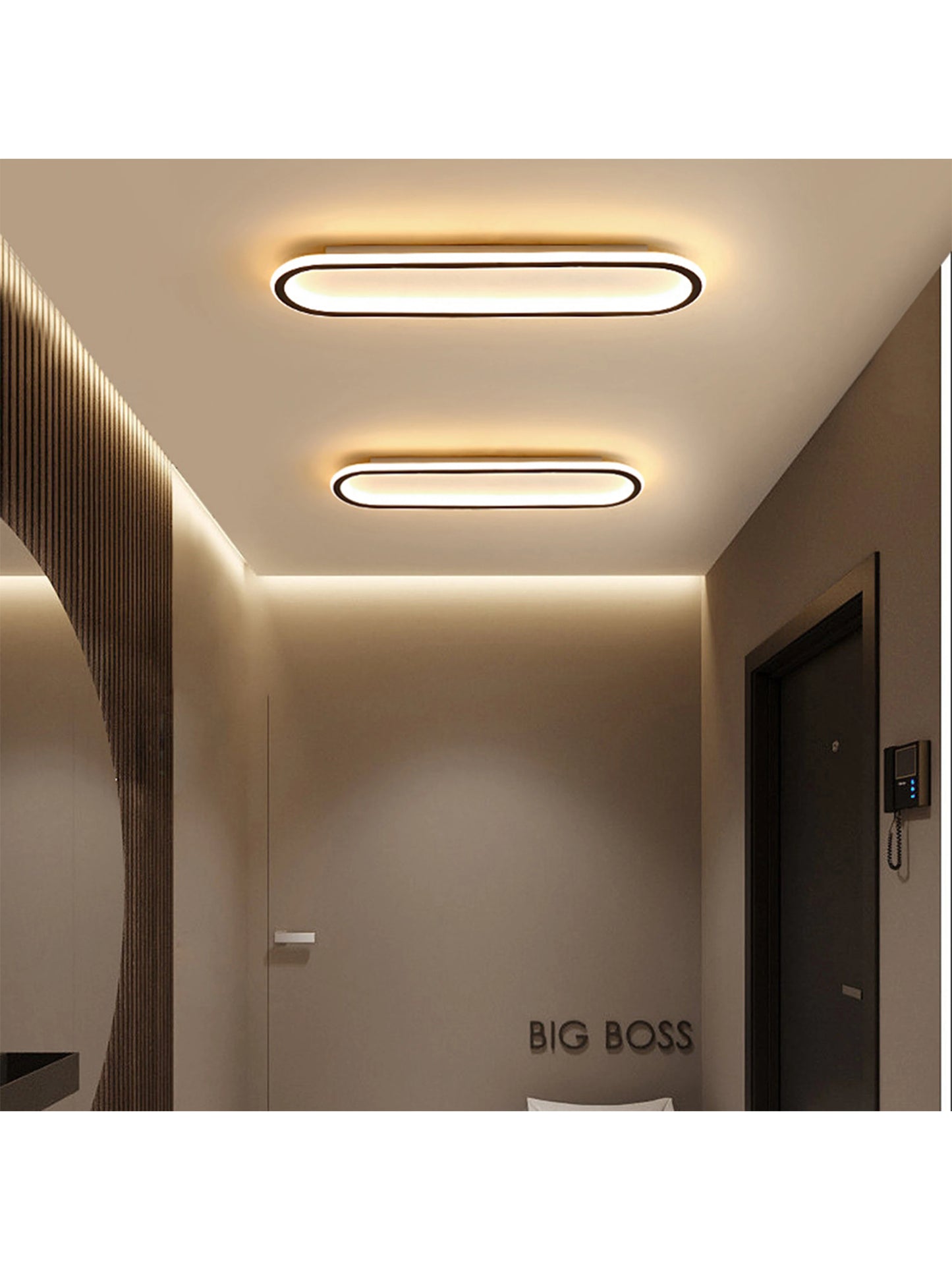 LED Ceiling Light — Linear Geometric Strip, 16/24/31in, Black, Kitchen Bedroom Restaurant