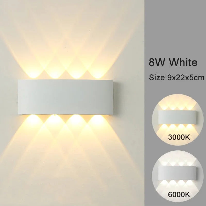 Aluminum Wall Sconce — Up Down Indoor Outdoor Wall Light, Black White, Hallway Bedroom Living Room