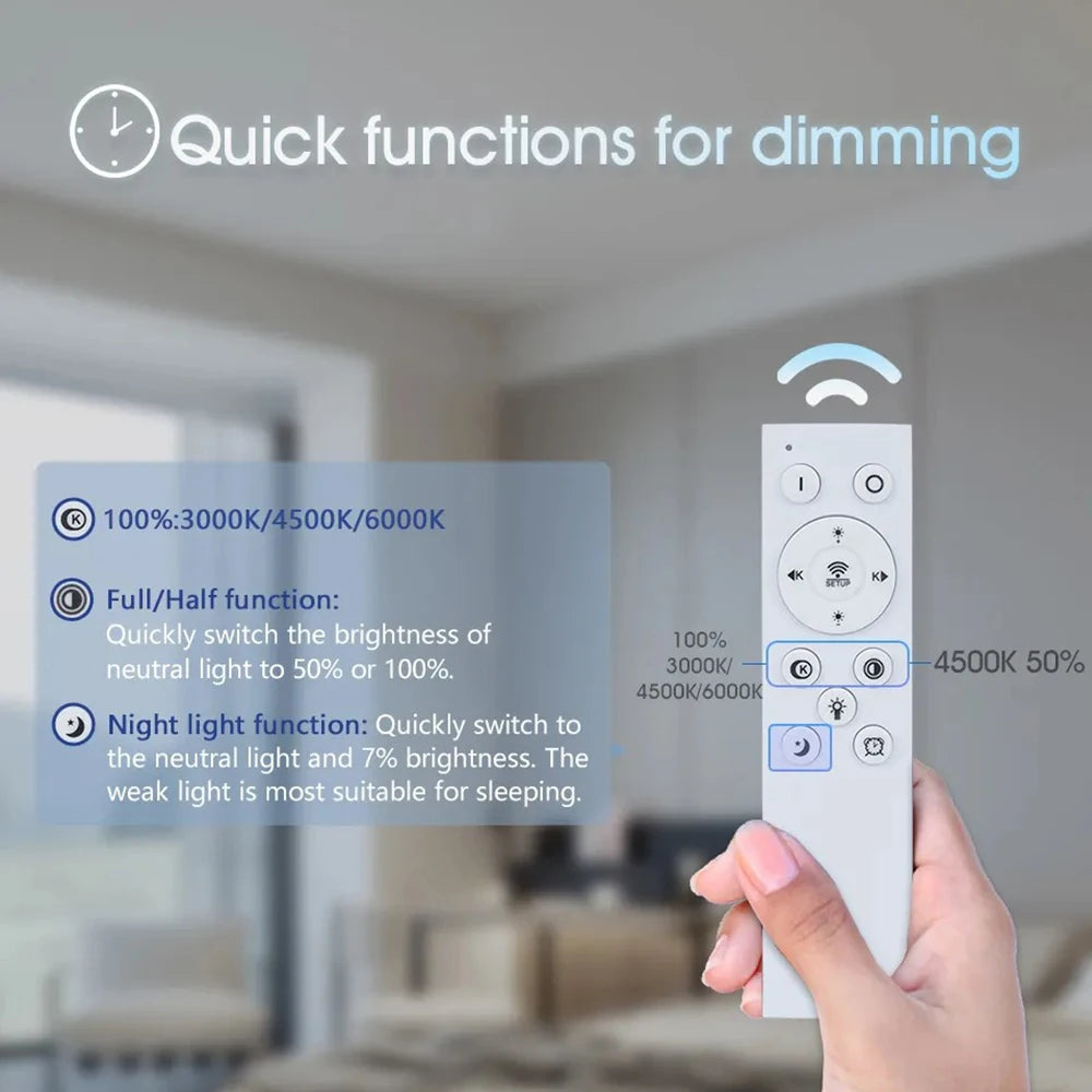 LED Ceiling Chandelier — Infinite Dimming 3-Color Remote Control, Multi-Head, Living Room Bedroom