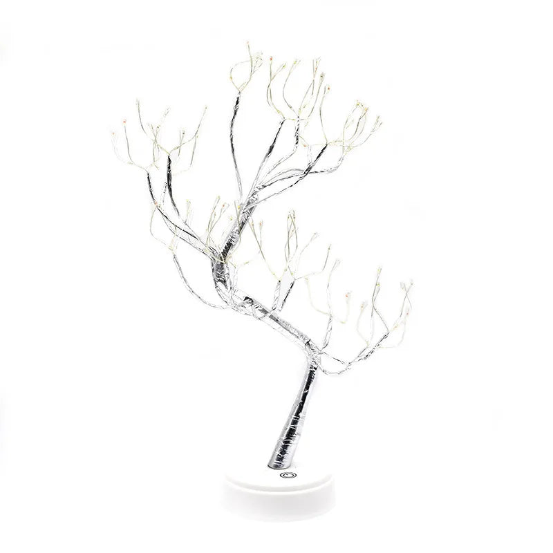 LED Tabletop Tree Lamp — DIY Bendable Branches, Warm White, USB or Battery Powered