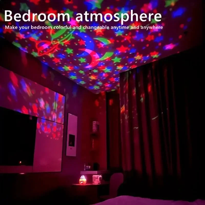 LED Starry Sky Projector Night Light — Magic Ball, RGB, 360° Rotating, Bedroom Kids Room Decor