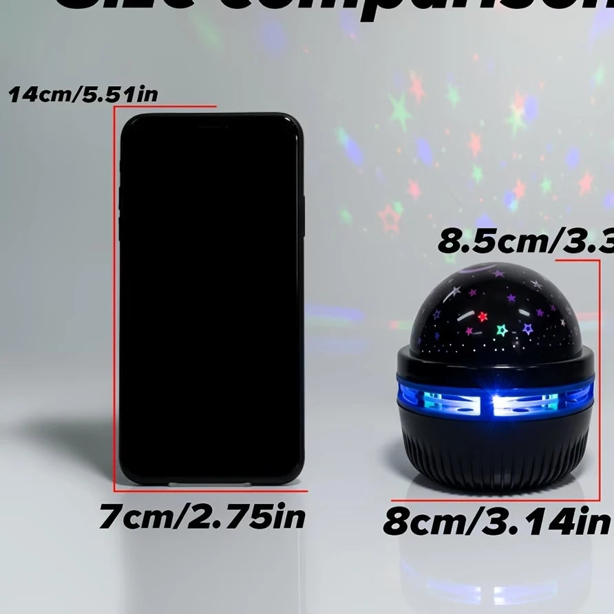 LED Starry Sky Projector Night Light — Magic Ball, RGB, 360° Rotating, Bedroom Kids Room Decor