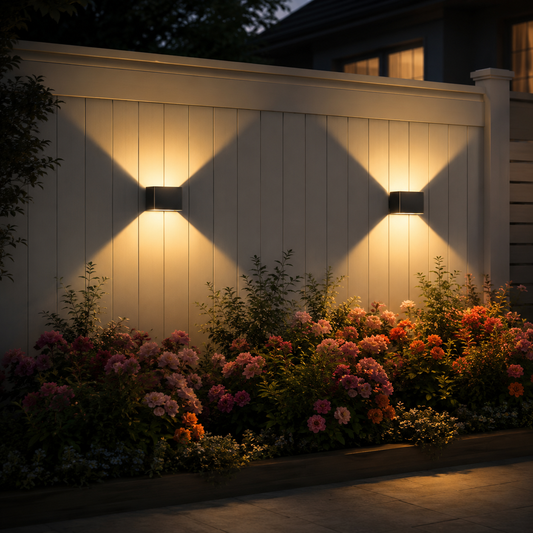 Solar LED Wall Sconce Outdoor — Up Down Light, Adjustable Beam, IP65 Waterproof Garden