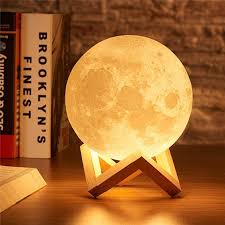 LED Moon Lamp Night Light — Battery Powered, Stand Included, Bedroom Decor Kids Gift